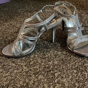 Silver strappy heels